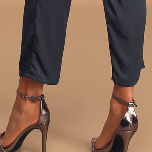 Love Like That Washed Navy Blue Satin Sleeveless Jumpsuit - Picture 3 of 7